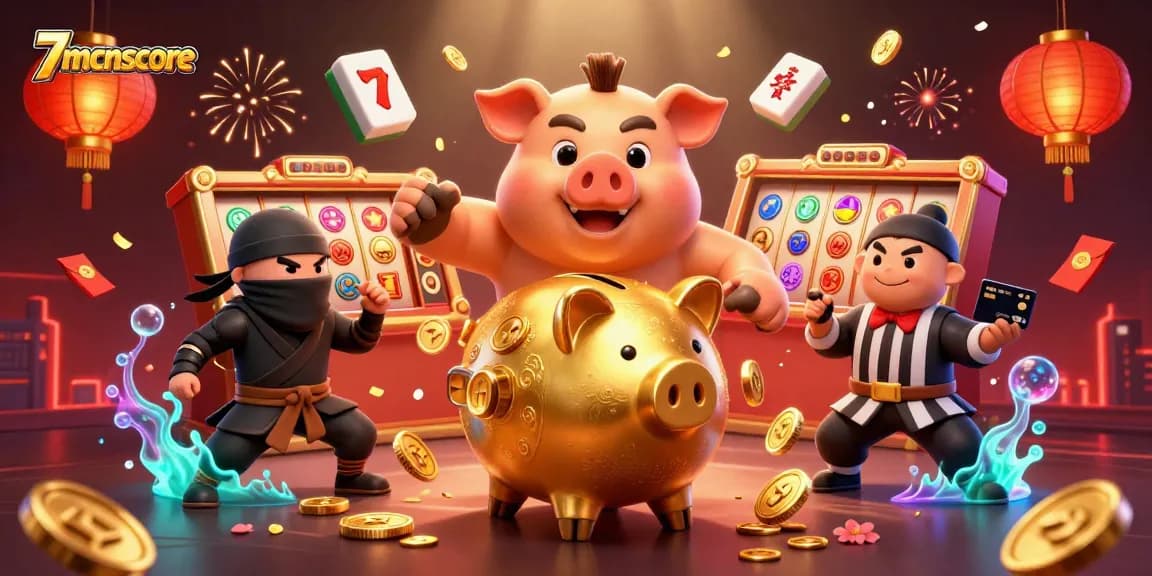 Experience thrilling slots action with 7mcnscore in an explosive 3D casino scene!