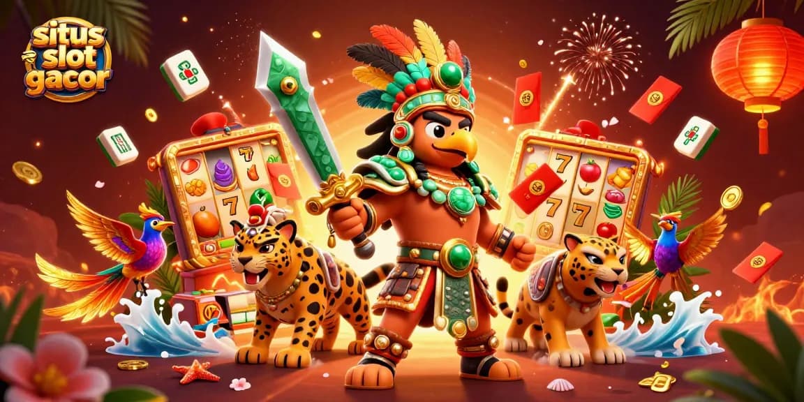 Situs slot gacor menghadirkan ilustrasi 3D yang menampilkan elemen permainan dan karakter tradisional, memikat perhatian pemain.