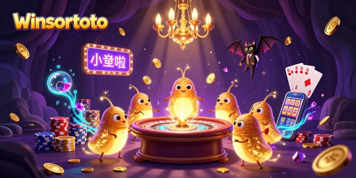 Menggunakan winsortoto untuk memenangkan putaran slot di kasino bawah tanah yang bercahaya.