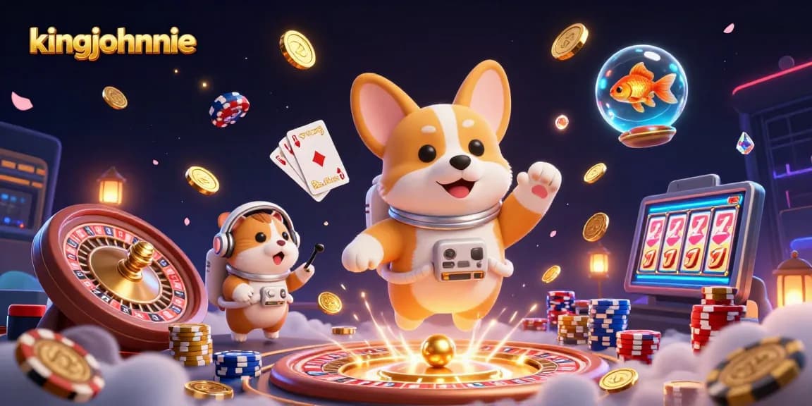 Experience kingjohnnie's thrilling casino space adventure with charming characters and vibrant game elements.