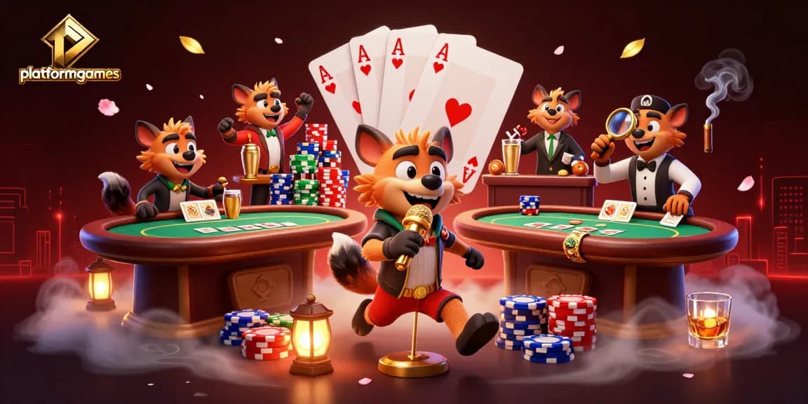 Engaging scene of hyenas in a comedy casino club showcasing platformgames with dynamic poker action.
