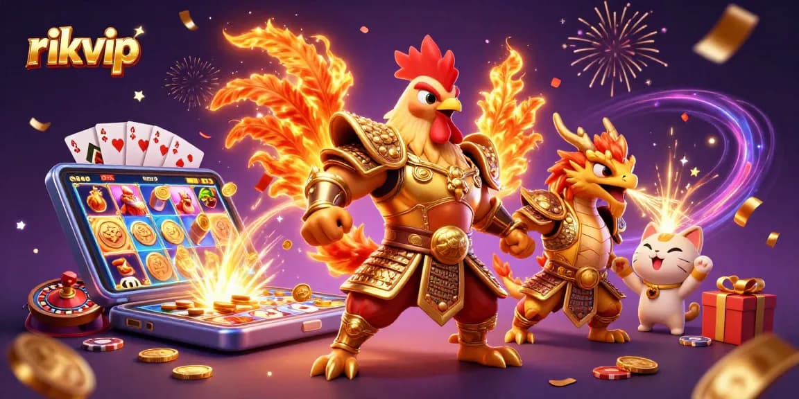 Experience thrilling games at rikvip with a dynamic, engaging 3D casino scene.