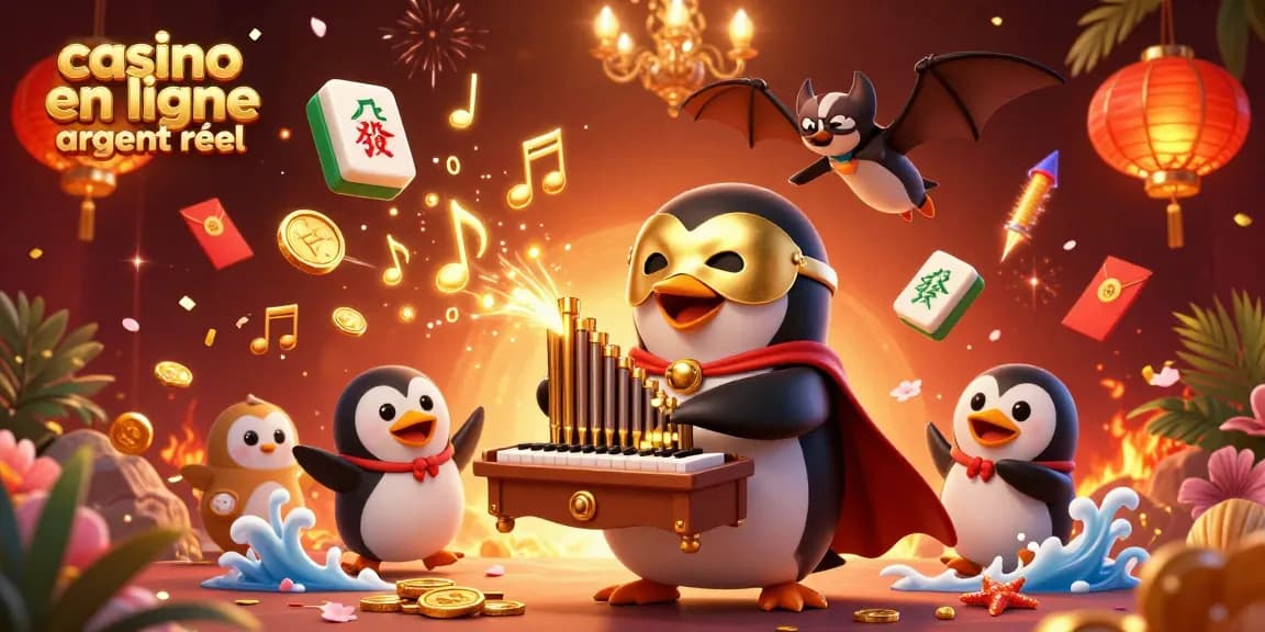 Jouez sur un casino en ligne argent réel et gagnez des pièces d'or avec un pingouin opératique.