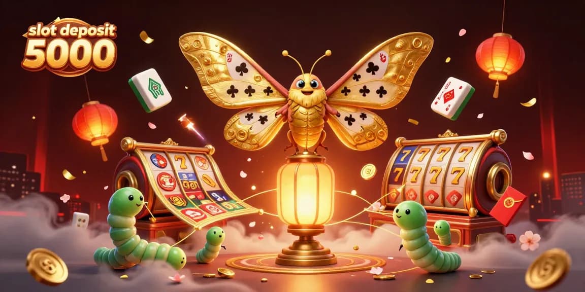Experience the excitement of slot deposit 5000 illustrated with vibrant casino symbols and colorful imagery.