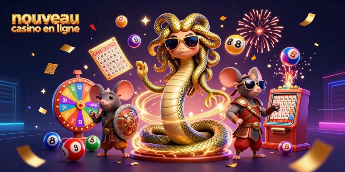 Profitez de l'excitation du nouveau casino en ligne avec une scène animée de loterie captivante.