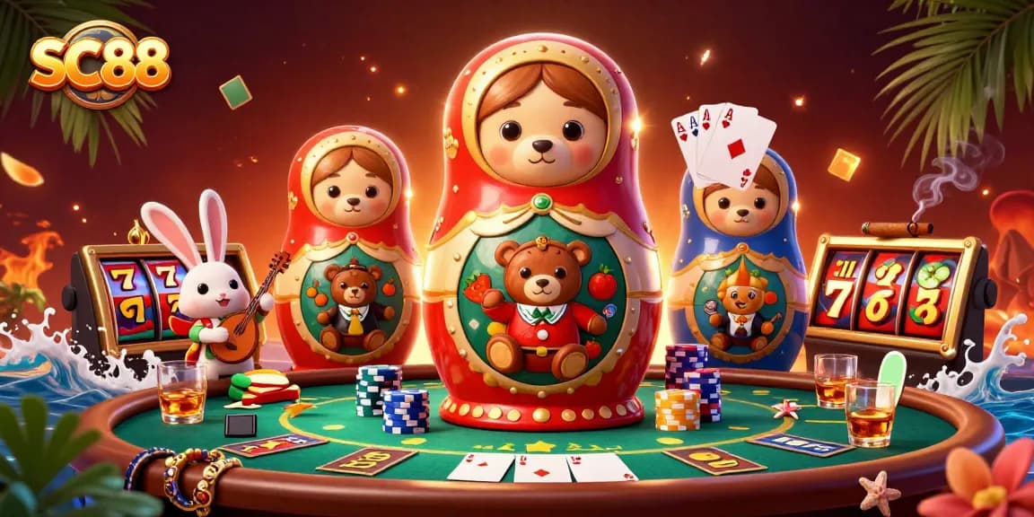 Experience SC88's thrilling casino atmosphere with dynamic characters and vibrant game elements.