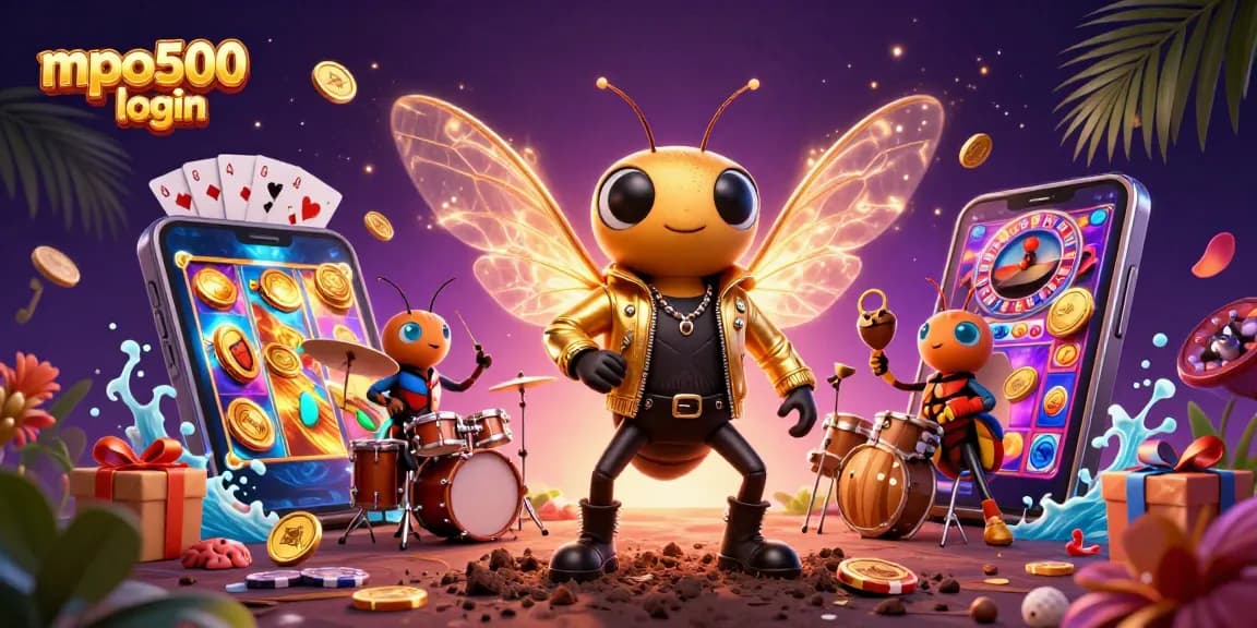Spin the reels with mpo500 login in this vibrant gaming scene filled with winning symbols and animated characters.