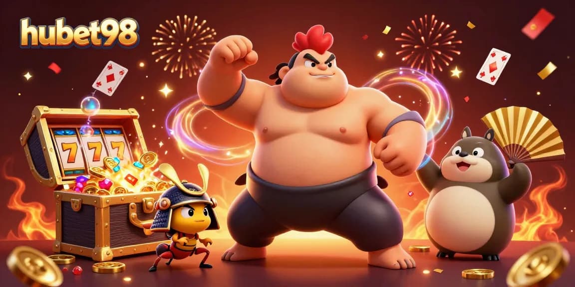 Win big with hubet98 in this vibrant 3D casino scene filled with action and excitement.