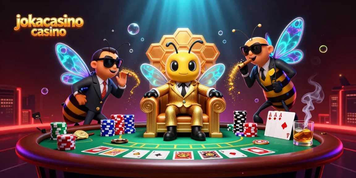 Engage with playful elements from jokacasino casino as a mob boss leads a lively poker game with dynamic illustration.