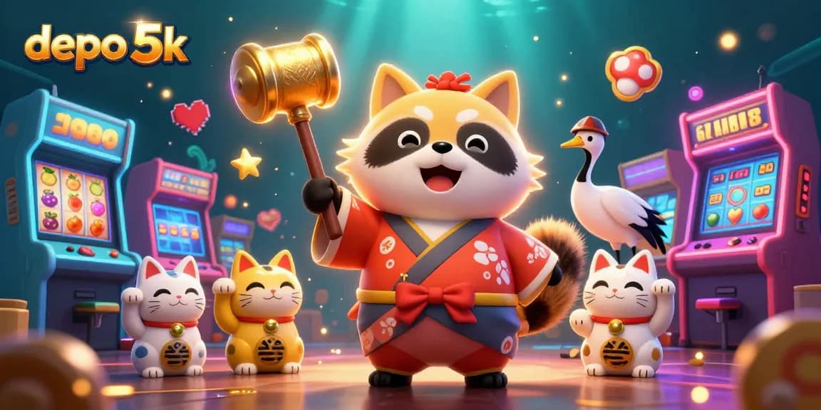 Menangkan permainan slot di depo 5k dengan visual meriah serta karakter beruntung bertema festival Jepang.