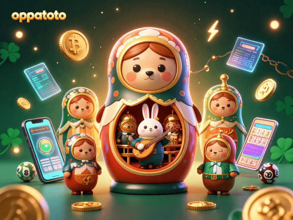Play oppatoto with exciting bingo balls and vibrant characters in a dynamic casino illustration.