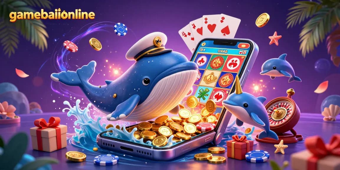 Experience gaming thrills with gamebaiionline as cartoon characters dive into a sea of coins.