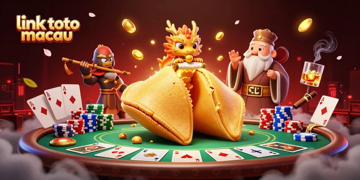Engage with link toto macau in a vibrant casino scene featuring poker chips, cards, and playful characters.