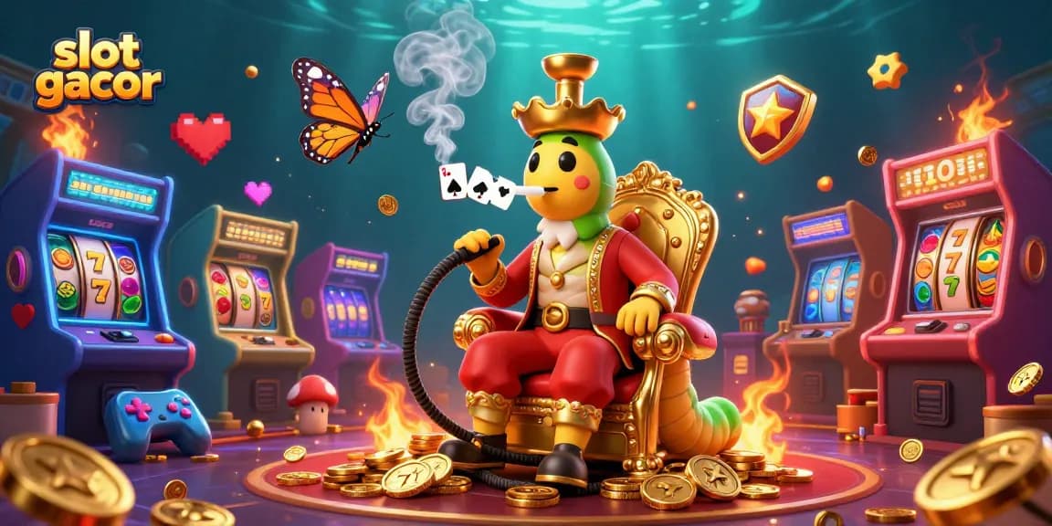 Engage with slot gacor in an ultra-detailed casino illustration showcasing vibrant gaming elements.