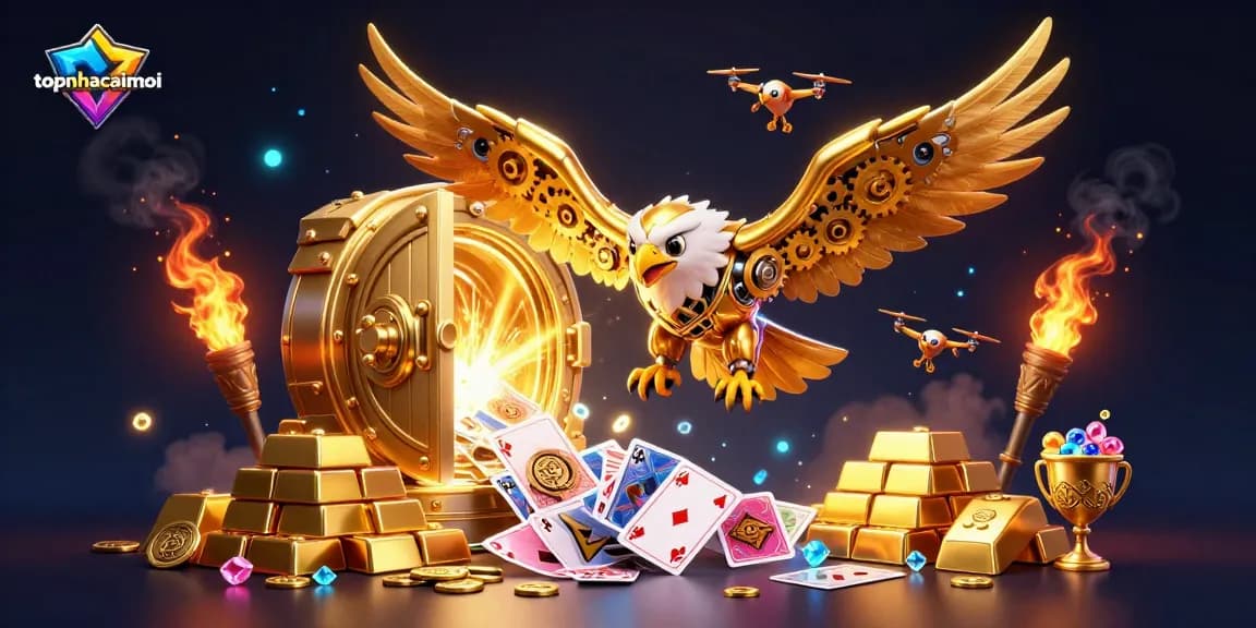 Experience thrilling gameplay with topnhacaimoi as cybernetic eagles dive into a treasure-filled casino!