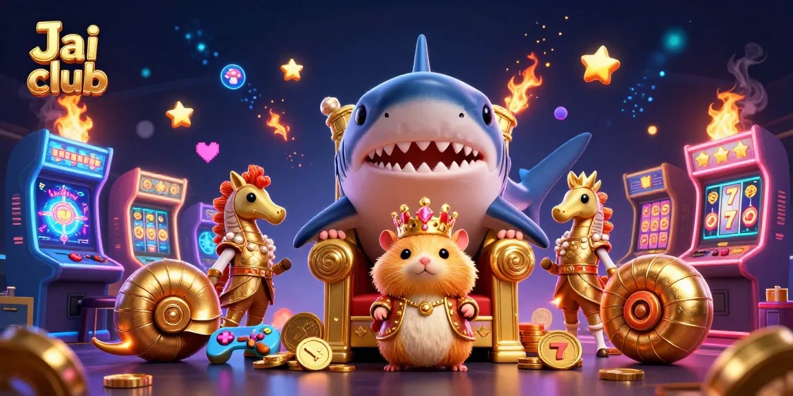 Engage with the playful scene of Jai club featuring a golden hamster king and gaming elements to amplify your luck!
