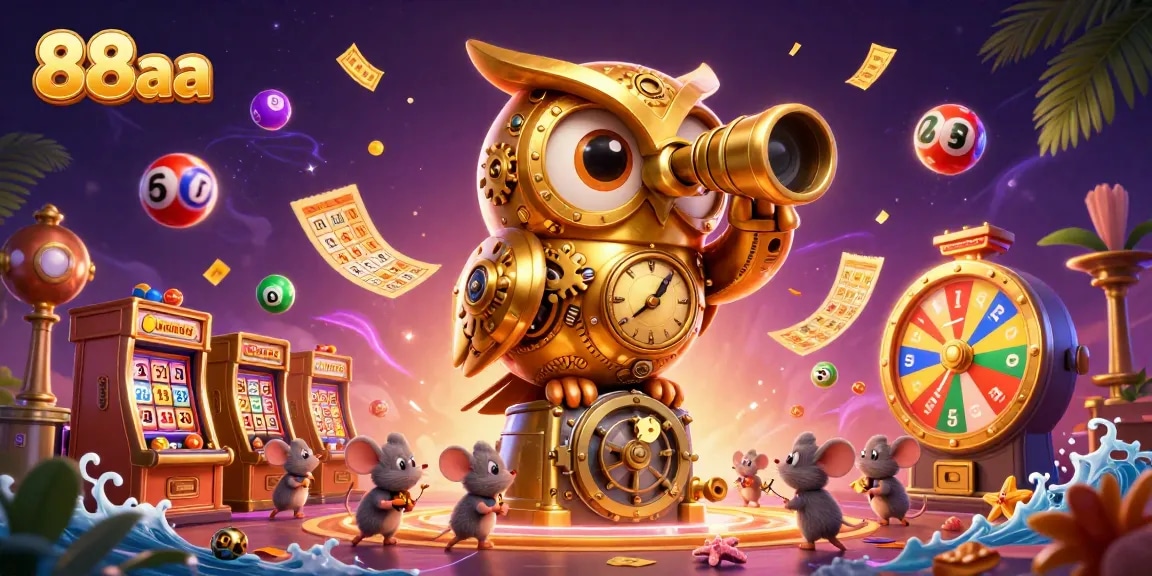 Experience the excitement of 88aa casino with a vibrant, illustrated scene depicting dynamic characters and games.