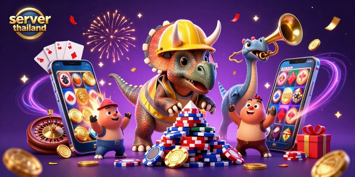 Experience the excitement of gambling with server thailand in this vibrant 3D illustration.