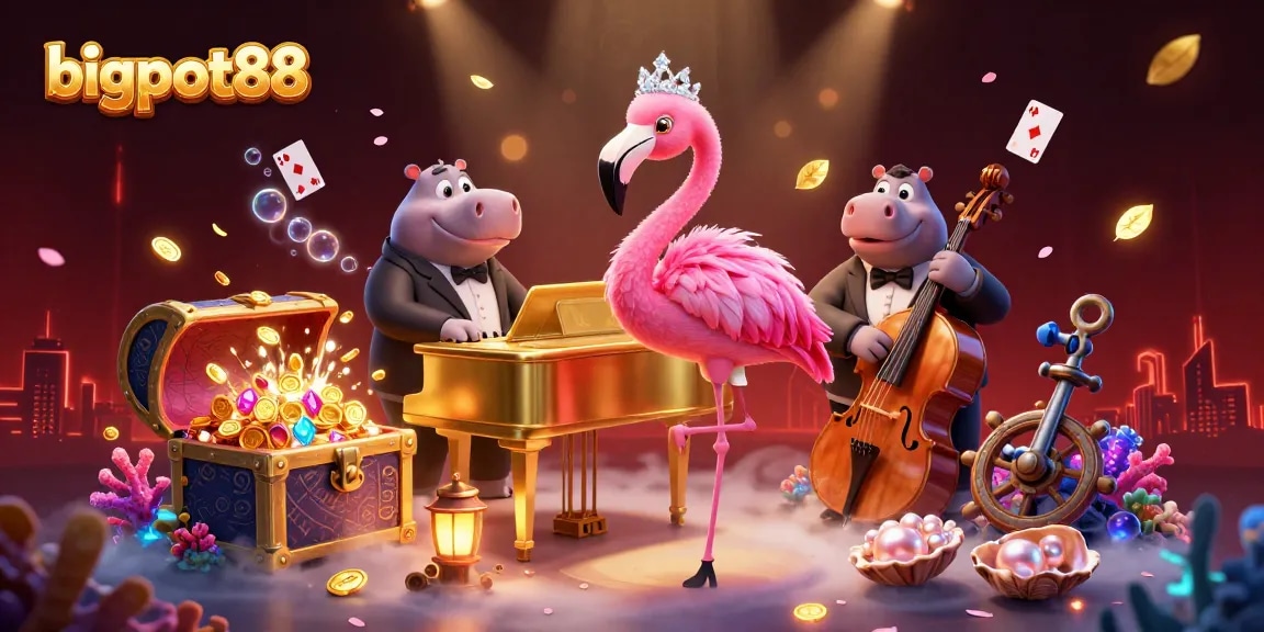 Experience the vibrant excitement of bigpot88 with playful characters and dynamic casino gaming elements.