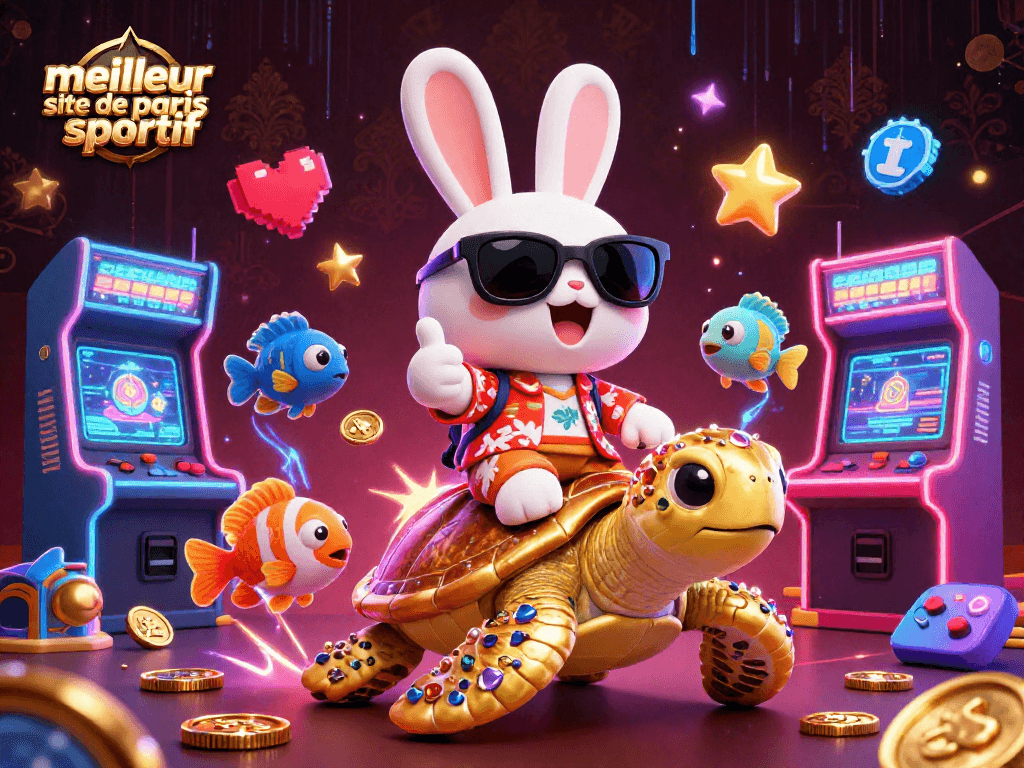 Découvrez le meilleur site de paris sportif en 2026 avec le lapin porte-bonheur et une tortue à paillettes.