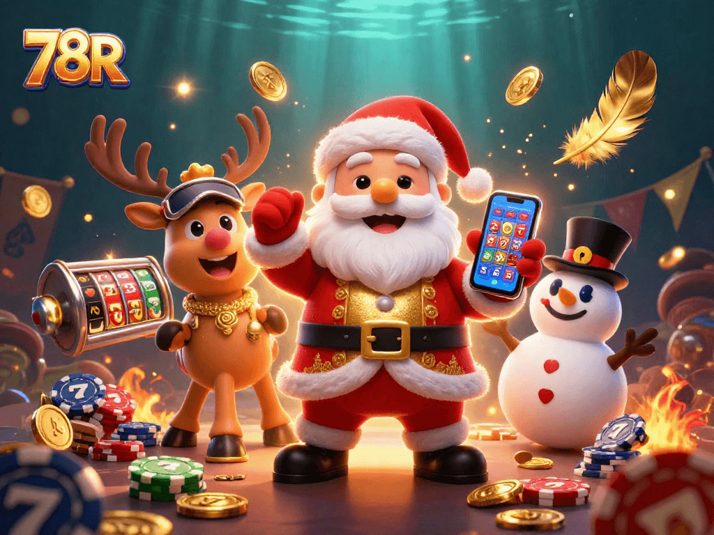 Os slots de jackpot ganham vida com o Papai Noel e seus amigos neste cenário vibrante da 78R.