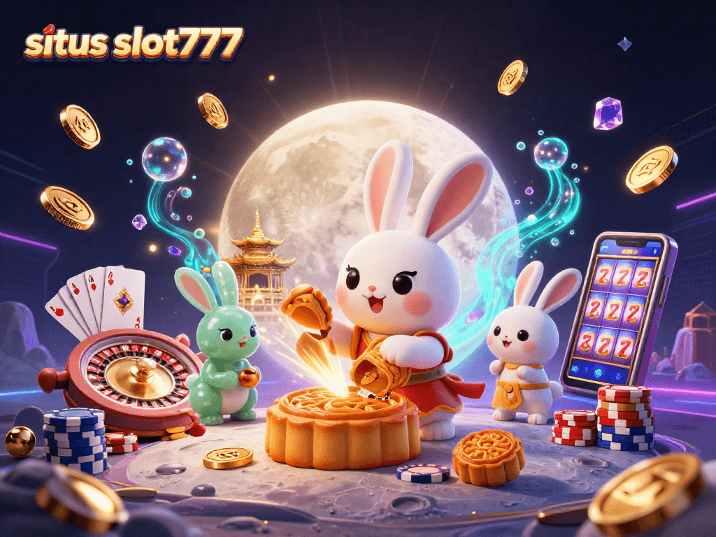 Experience situs slot777 as the moon rabbit brings luck with vibrant casino elements.