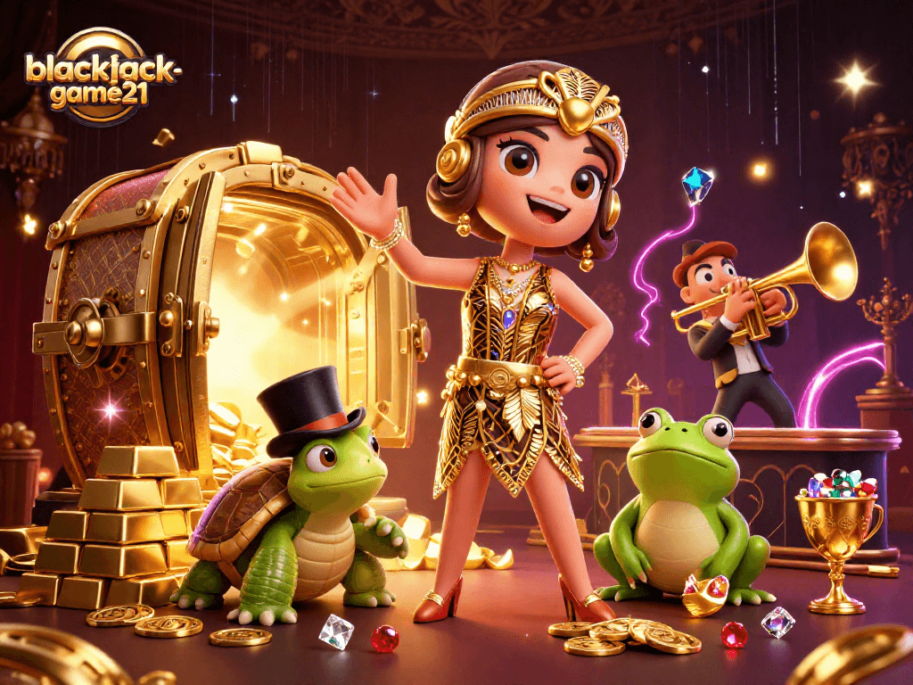 Experience blackjack-game21 excitement with vibrant casino characters, jewels, and dynamic gameplay.