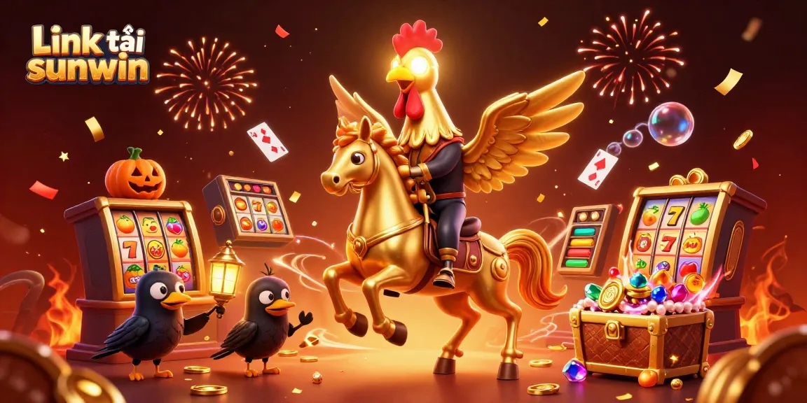 Experience the excitement in Link tải sunwin with a vibrant casino scene showcasing golden elements and thrilling game action.