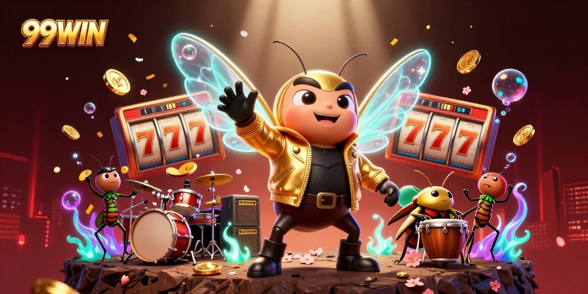Experience thrilling gameplay at 99WIN with dynamic slot reels and vibrant casino elements.
