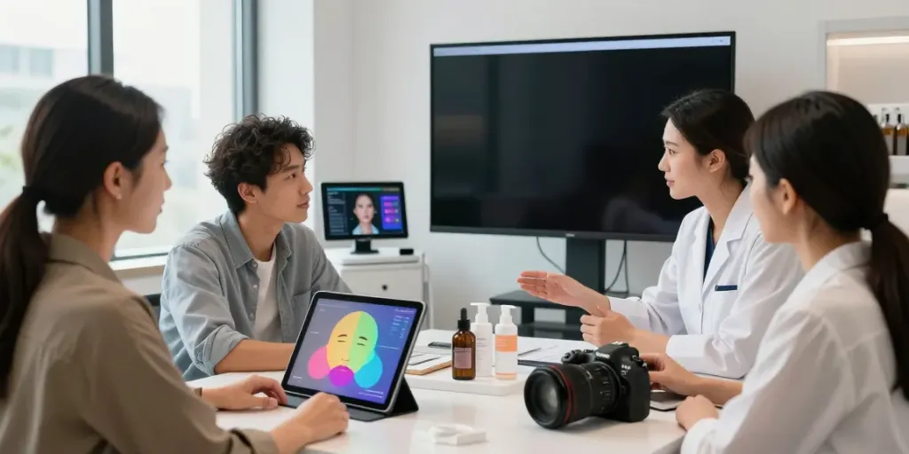 Alternatives to QOVES highlighted in a modern beauty consultation environment with AI technology.