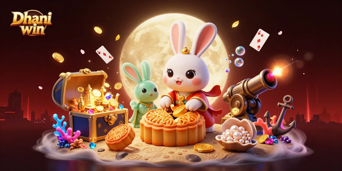 Dhani win offers thrilling gameplay with 3D characters, including a moon rabbit revealing poker chips.