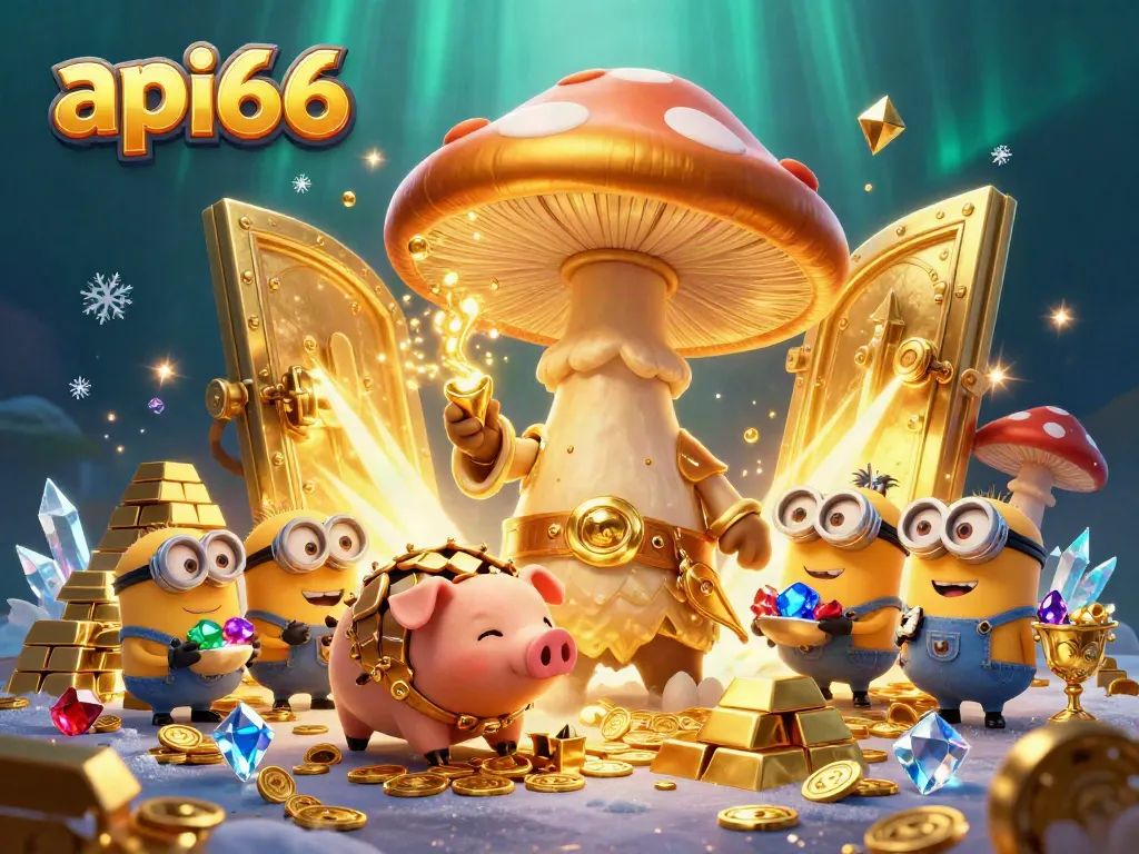 Experience the magic of api66 as enchanted creatures unveil treasures in a vibrant casino scene.