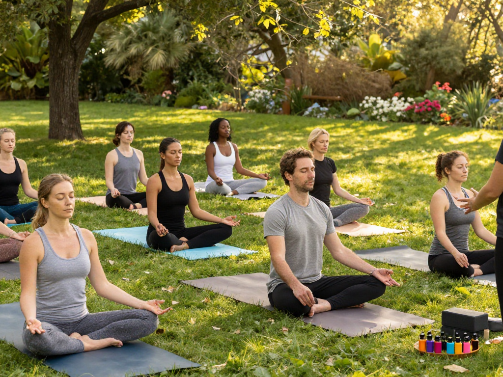 Individuals practicing mindfulness and meditation outdoors with mantra88 philosophy in a serene environment