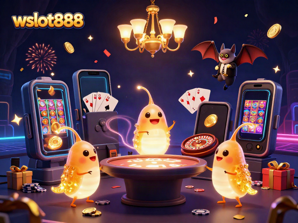 Permainan slot menarik wslot888 di dalam kasino gua yang dipenuhi cahaya.