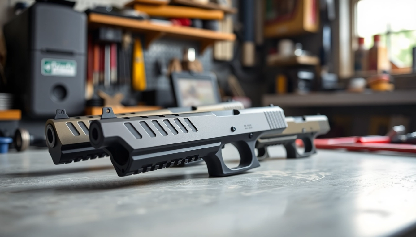 View of premium glock slides highlighting their detailed craftsmanship and finishes.