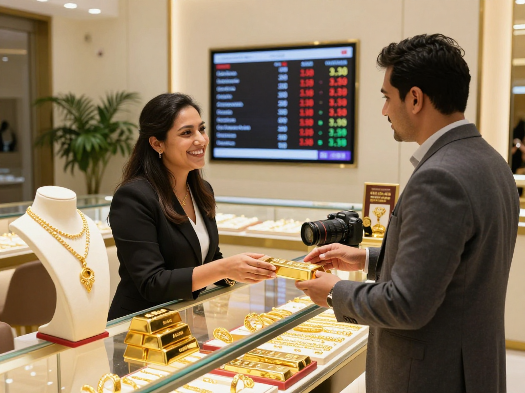 Showcasing gold jewelry and prices at a luxury retail store for mantra88.