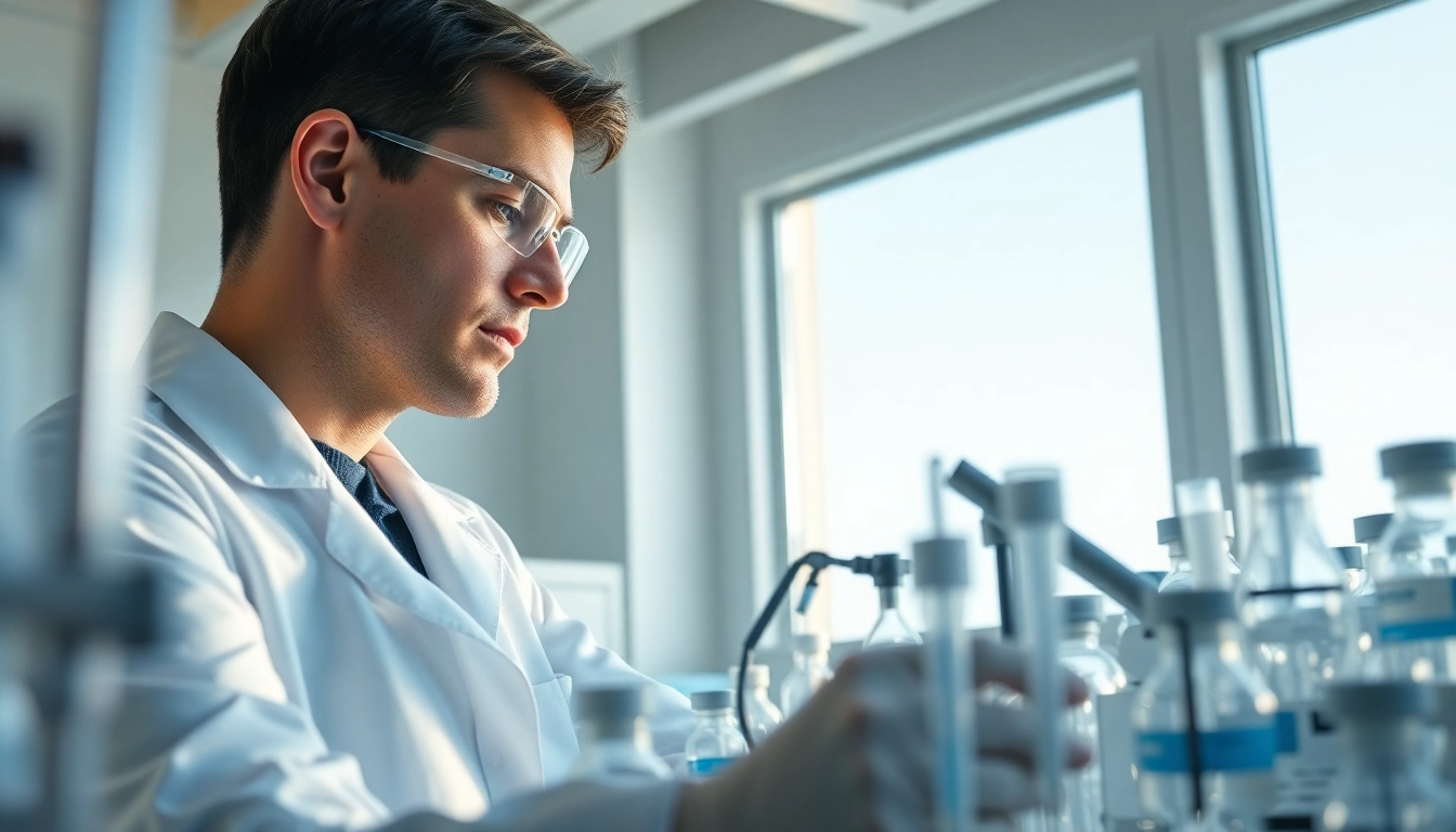 Cagrilintide-focused research in a laboratory with a scientist analyzing peptides.