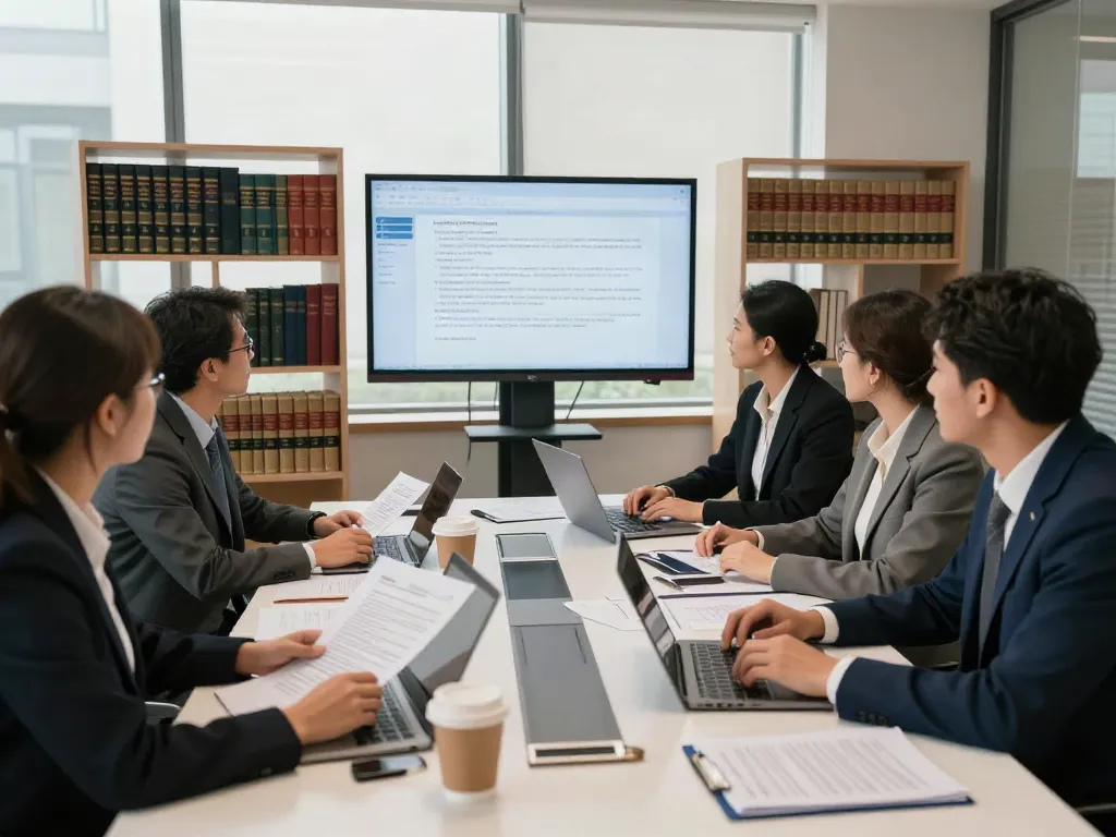 Lead Roedl team discussing strategies in modern legal consultation setting