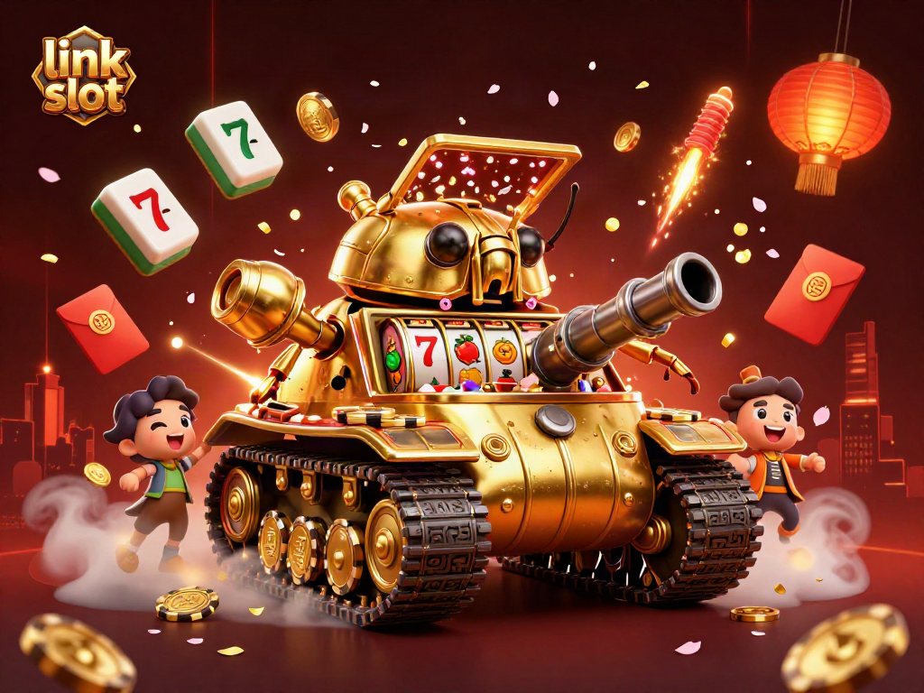 Engage with slot games featuring link slot and vibrant casino elements in a dynamic 3D carnival scene.