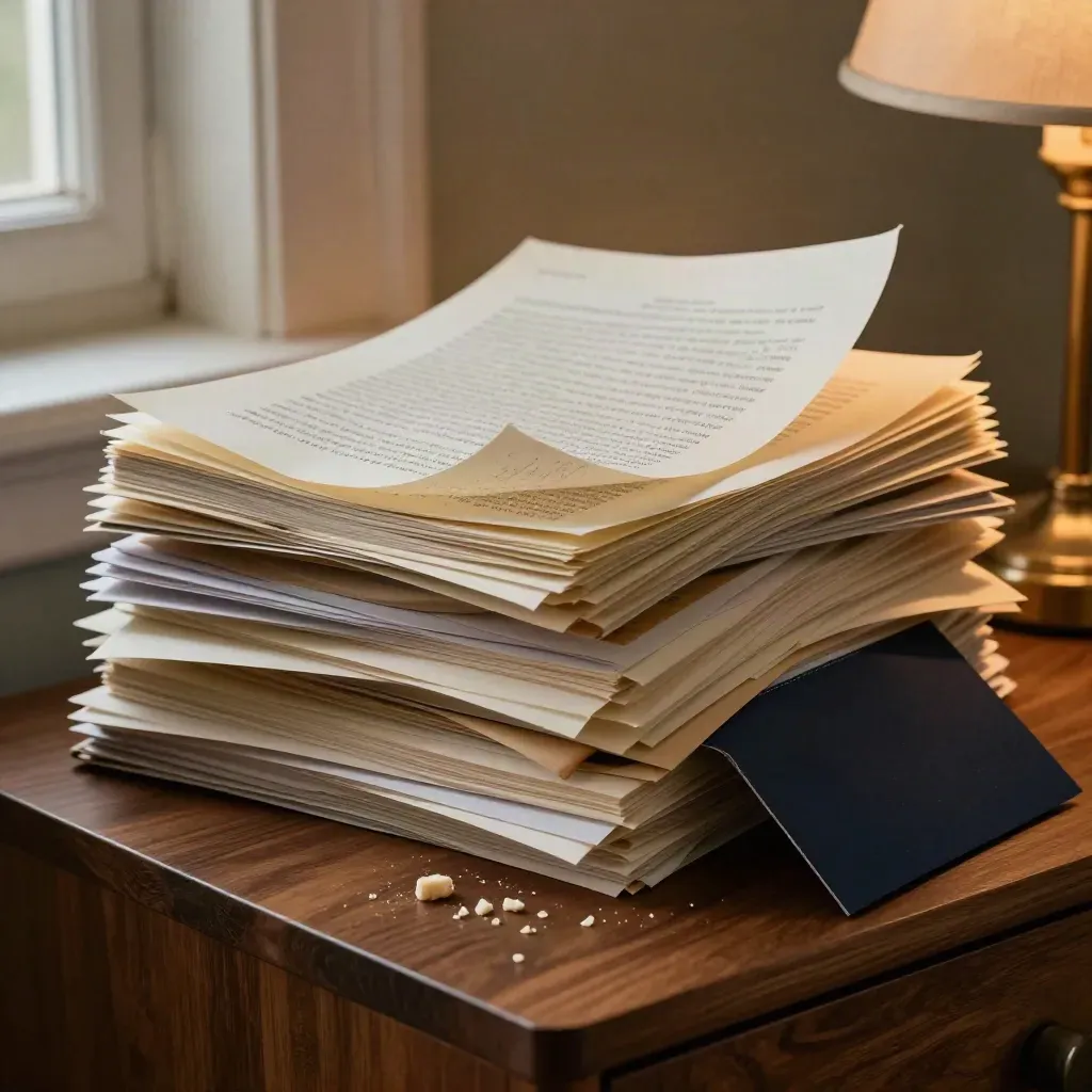Top-down study pages in warm lamp light, eraser crumbs and a navy sleeve shifting forward.