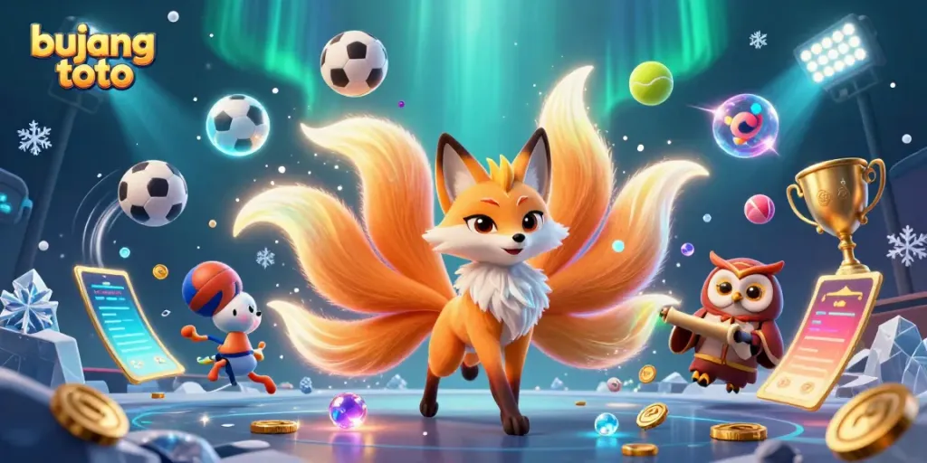 Play bujang toto with an enchanting nine-tailed fox spirit, a wise owl sage, and vibrant sports elements.