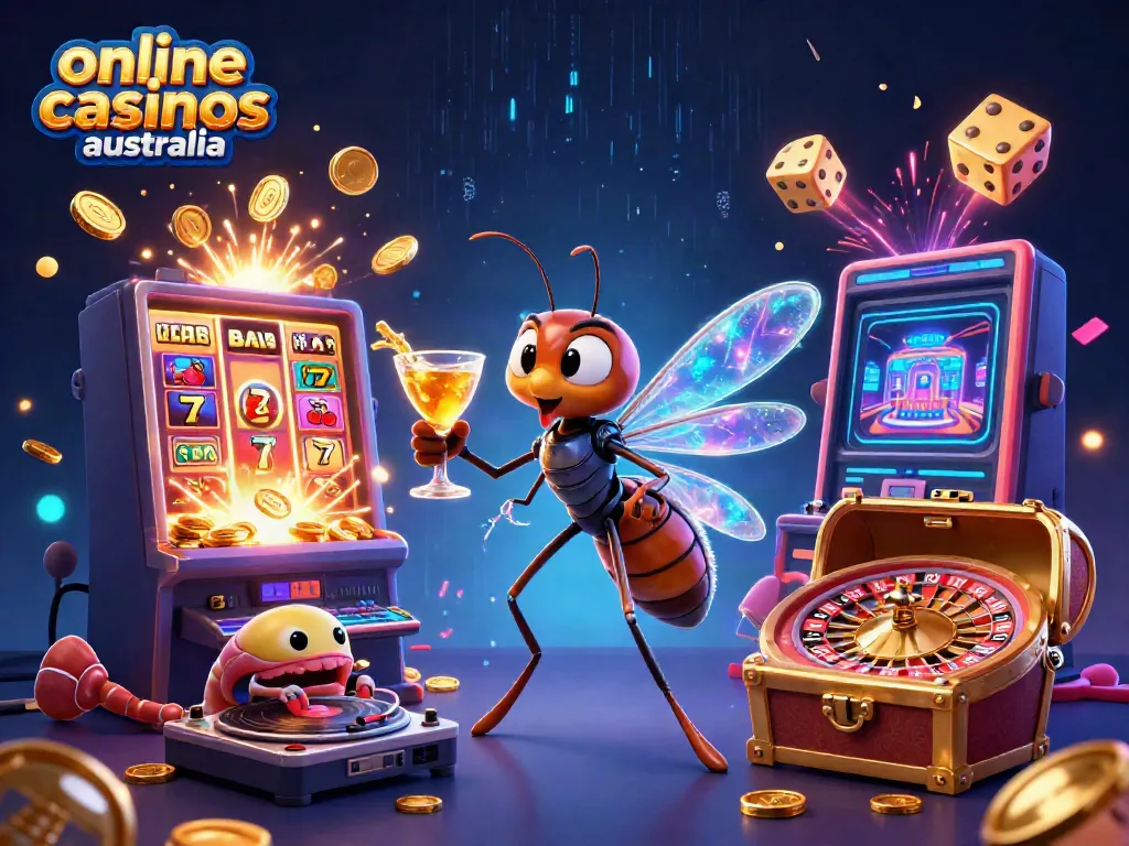 Experience vibrant online casinos Australia with exciting characters and games in a dynamic 3D scene.