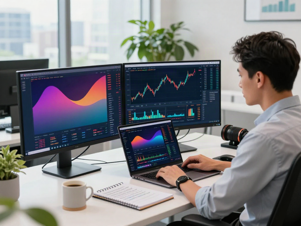 Engaging trading workspace showcasing tradingview官网 with analytical tools and vibrant cityscape.