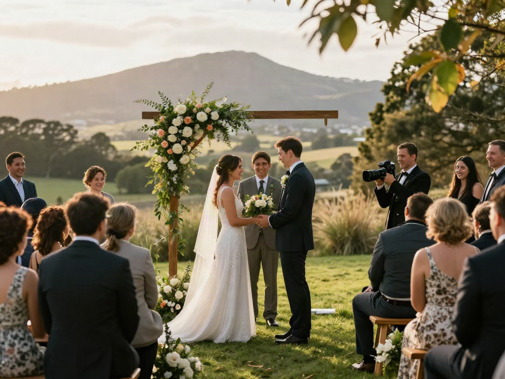 Emotional wedding ceremony captured by a documentary wedding photographer in Dunedin.