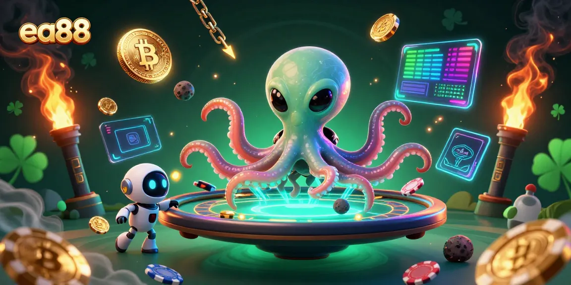 Chơi poker cùng ea88, những đồng xu Bitcoin, Ethereum và các chip không gian đầy màu sắc.