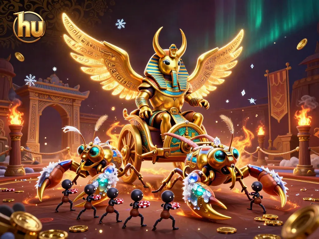 Engage in thrilling gameplay at hu with a golden scarab beetle leading the casino adventure.