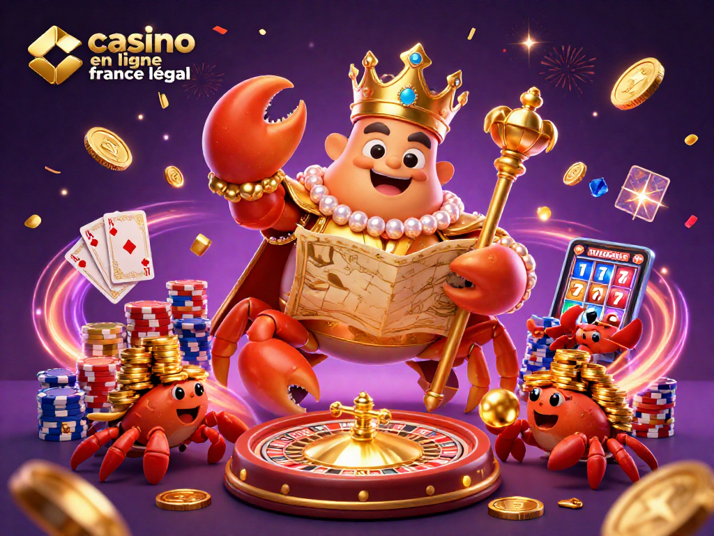 Jouez au casino en ligne légal en France avec une ambiance festive, des pièces d'or et des jeux.
